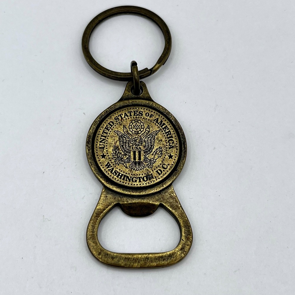 Vintage Washington DC USA Bottle Opener Keychain Brass Tone Souvenir Collectible